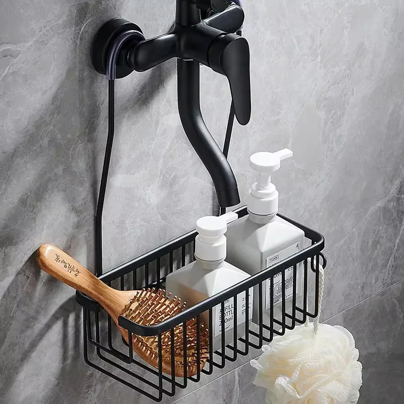 Aluminium Bathroom Shelf without Drilling, Shower Shelf Shelves Shampoo Holder, Basket Storage Organizer Bathroom Accessories