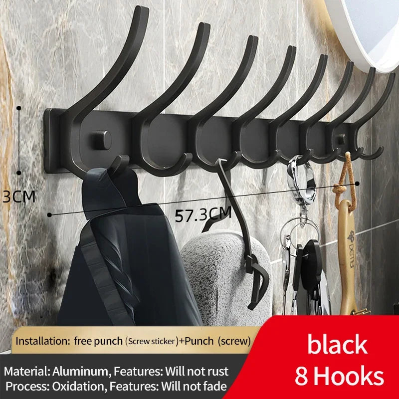 Black White Folding Robe Hooks Towel Hanger Nail Wall Rack Hooks Coat Clothes Holder for Bathroom Kitchen Accessories