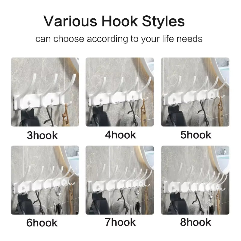 Black White Folding Robe Hooks Towel Hanger Nail Wall Rack Hooks Coat Clothes Holder for Bathroom Kitchen Accessories