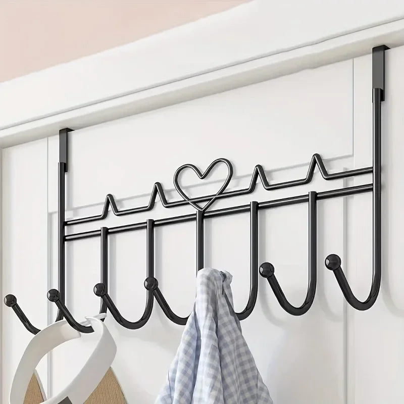 YYMSF Heart-Shaped Door Hooks Punch-Free Hanging Clothes Storage Rack Bedroom Kitchen Bathroom Organizer