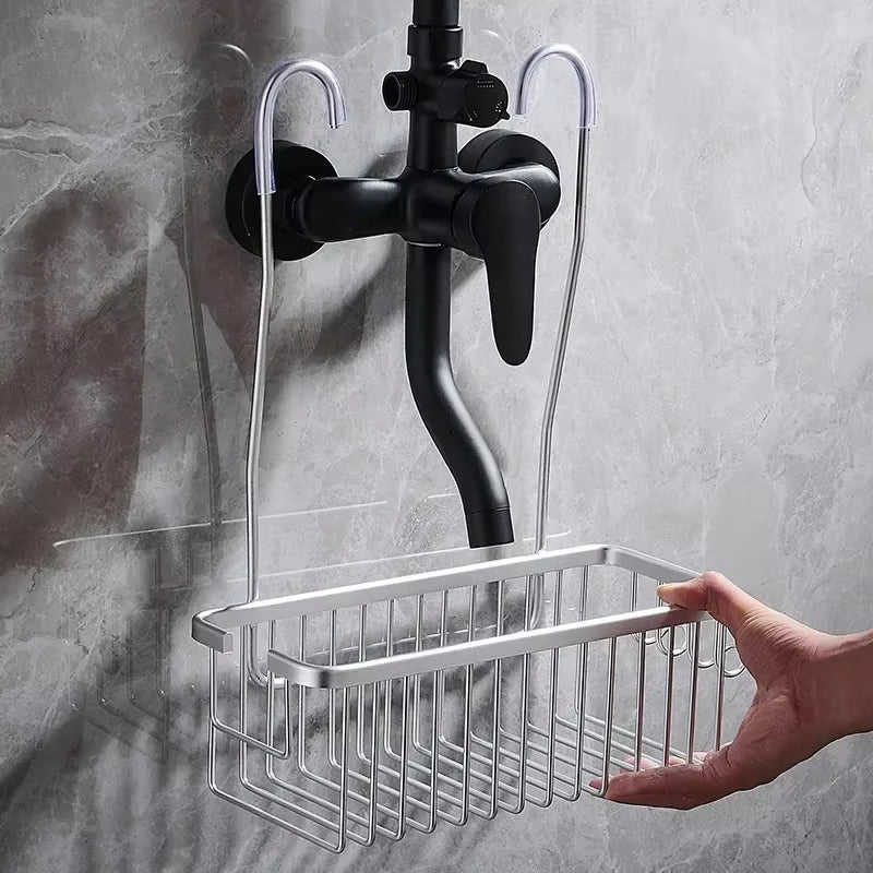 Aluminium Bathroom Shelf without Drilling, Shower Shelf Shelves Shampoo Holder, Basket Storage Organizer Bathroom Accessories