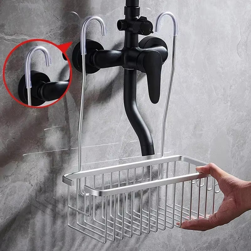 Aluminium Bathroom Shelf without Drilling, Shower Shelf Shelves Shampoo Holder, Basket Storage Organizer Bathroom Accessories
