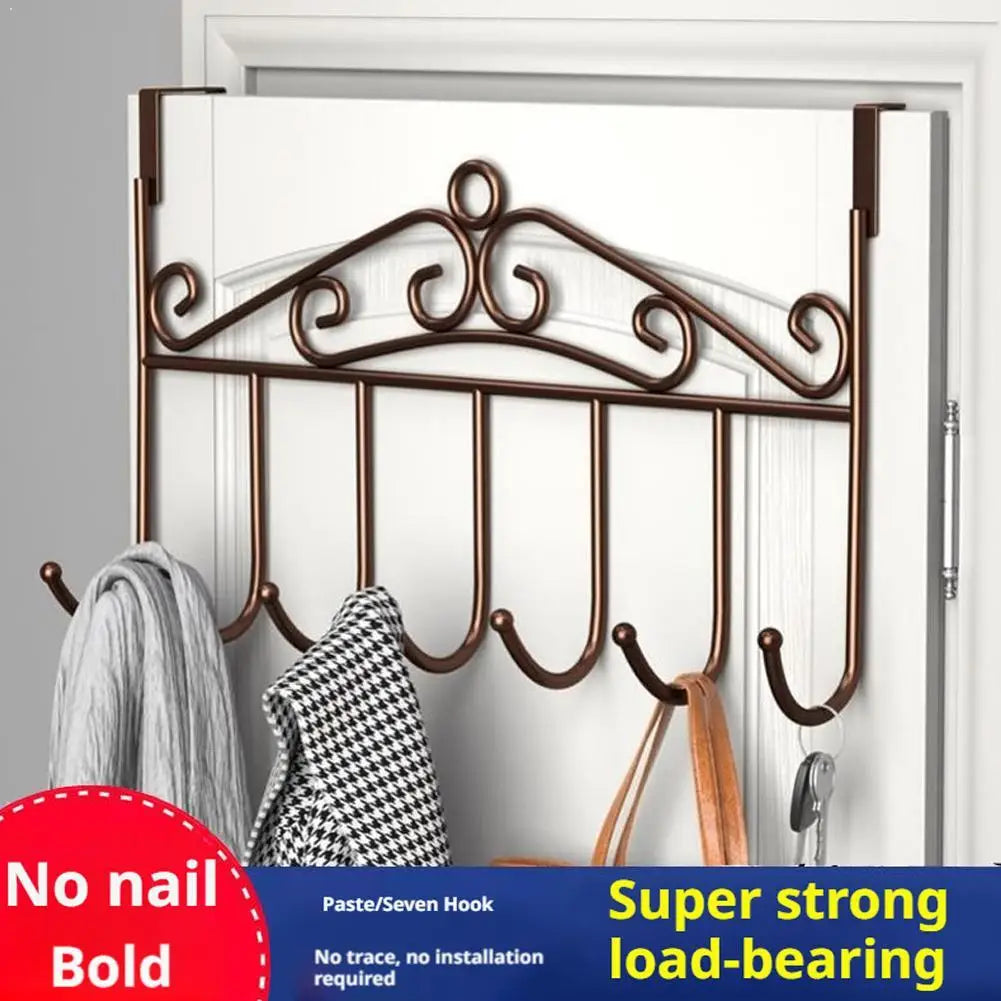 Over the Door Storage Organizer Hanger Clothes Hooks behind the Door Wall Hanger Hooks No Punch Coat Rack Home Storage Door Hook