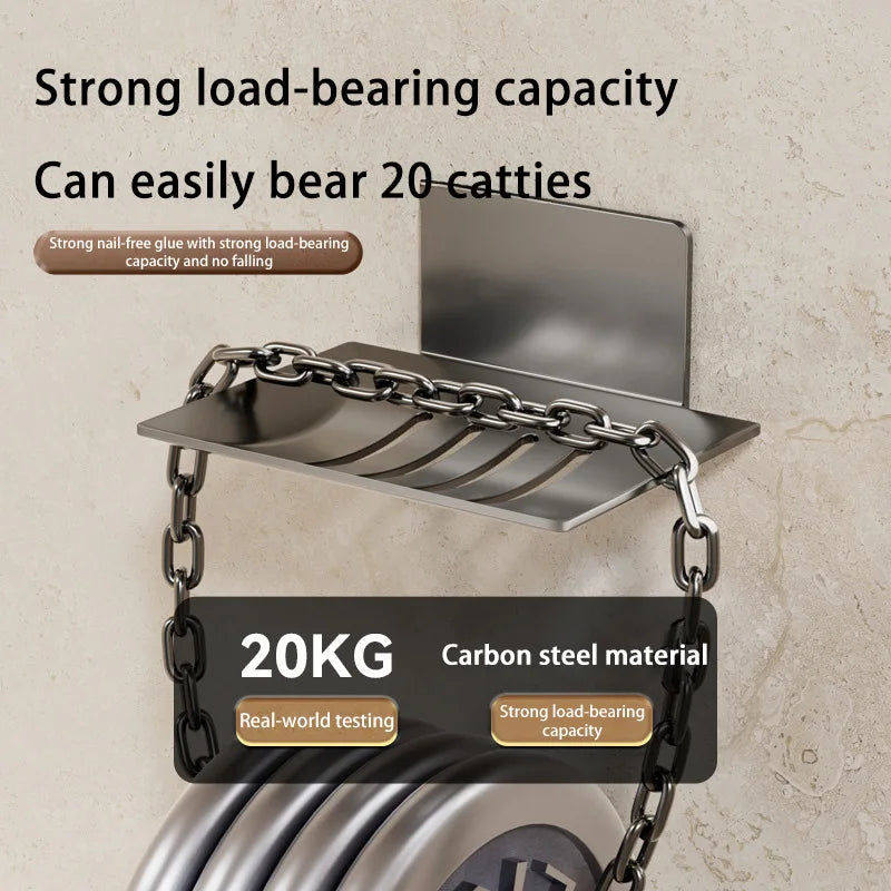 Stylish Black Carbon Steel Wall-Mounted Soap Box - Eco-Friendly and Durable Bathroom Storage Solution