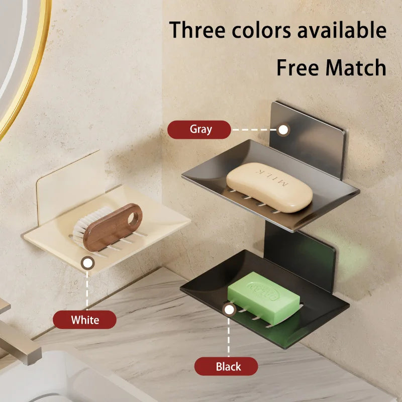 Stylish Black Carbon Steel Wall-Mounted Soap Box - Eco-Friendly and Durable Bathroom Storage Solution