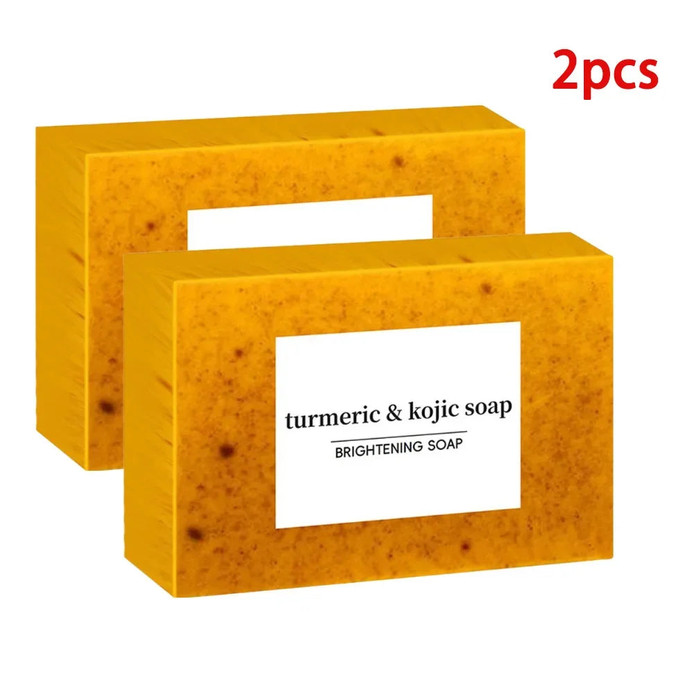 Revitalize Your Skin with 100G Handmade Turmeric & Lemon Kojic Acid Soap - Ideal for Deep Cleansing and Brightening