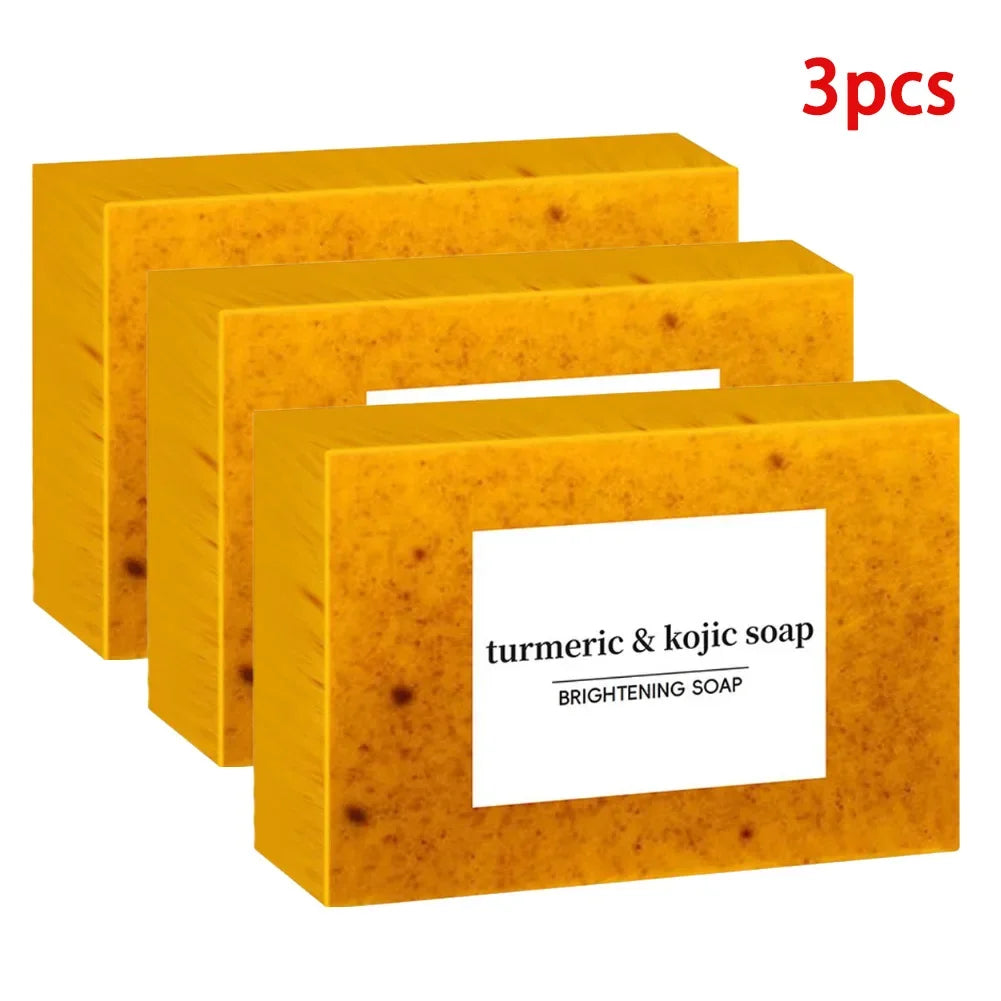 Revitalize Your Skin with 100G Handmade Turmeric & Lemon Kojic Acid Soap - Ideal for Deep Cleansing and Brightening