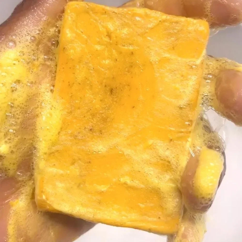 Revitalize Your Skin with 100G Handmade Turmeric & Lemon Kojic Acid Soap - Ideal for Deep Cleansing and Brightening