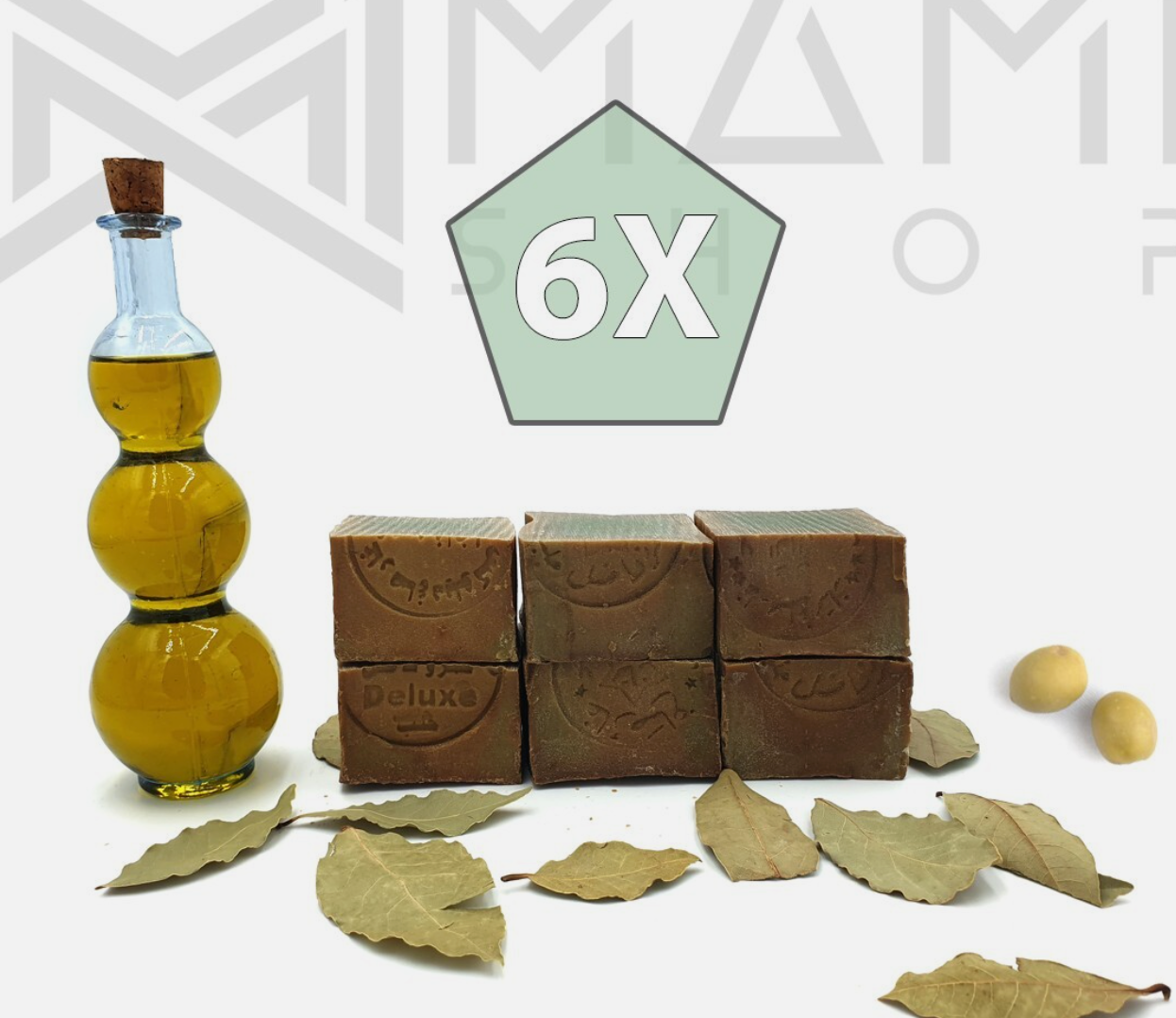 6 Stück, Aleppo-Seife (6x 1/2 St.) 6,8,12% Lorbeeröl, ca.600g