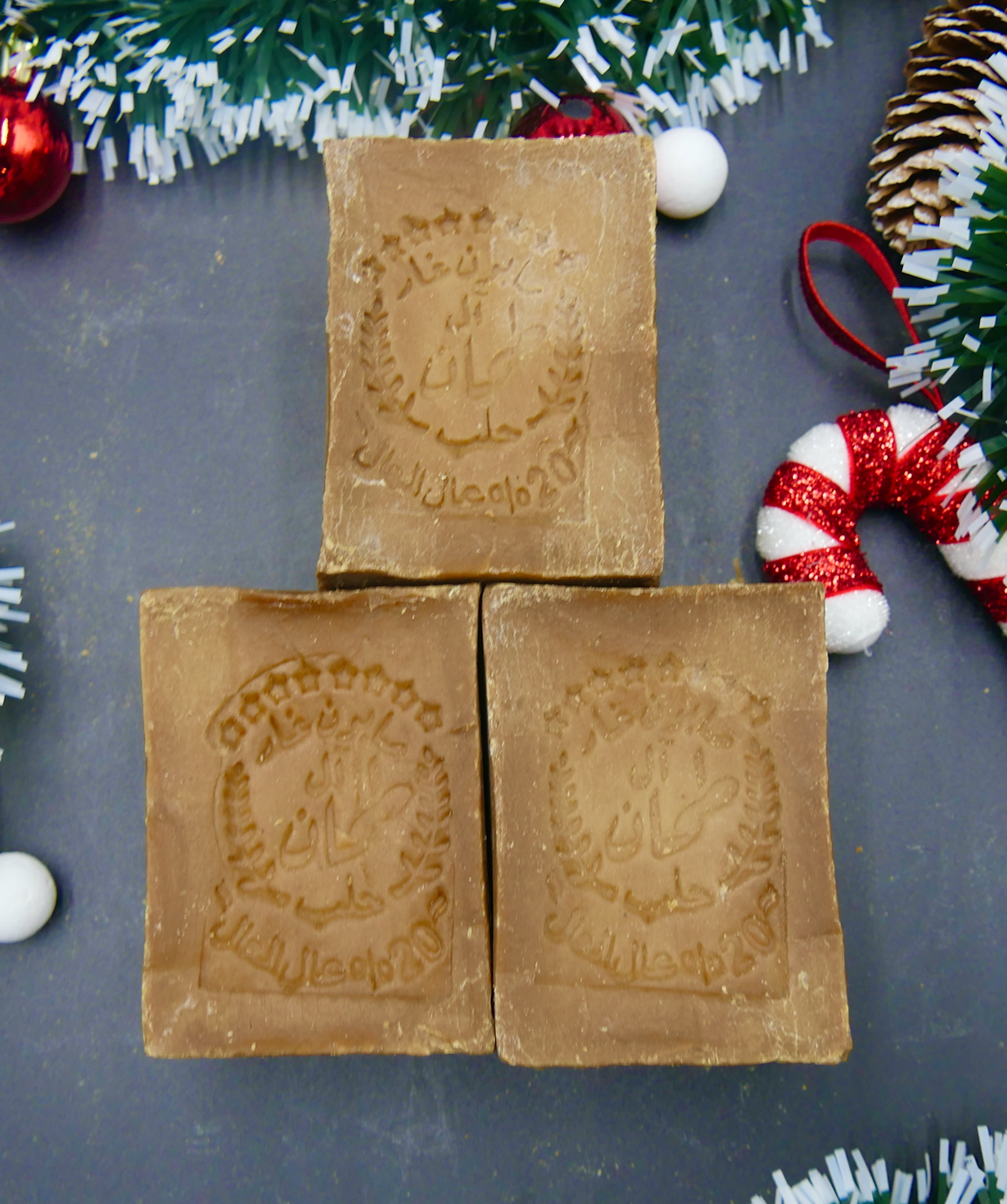 3 Stück, Original-Aleppo-Seife, 20% Lorbeeröl, 80% Olivenöl, ca.600g, VEGAN, Handgemacht