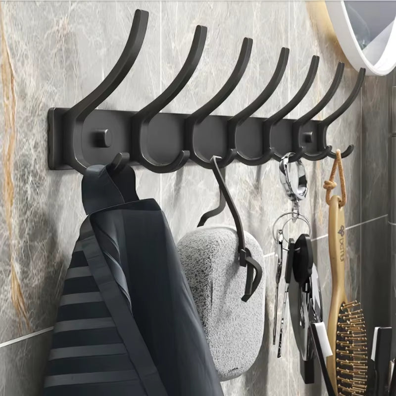 Black White Folding Robe Hooks Towel Hanger Nail Wall Rack Hooks Coat Clothes Holder for Bathroom Kitchen Accessories