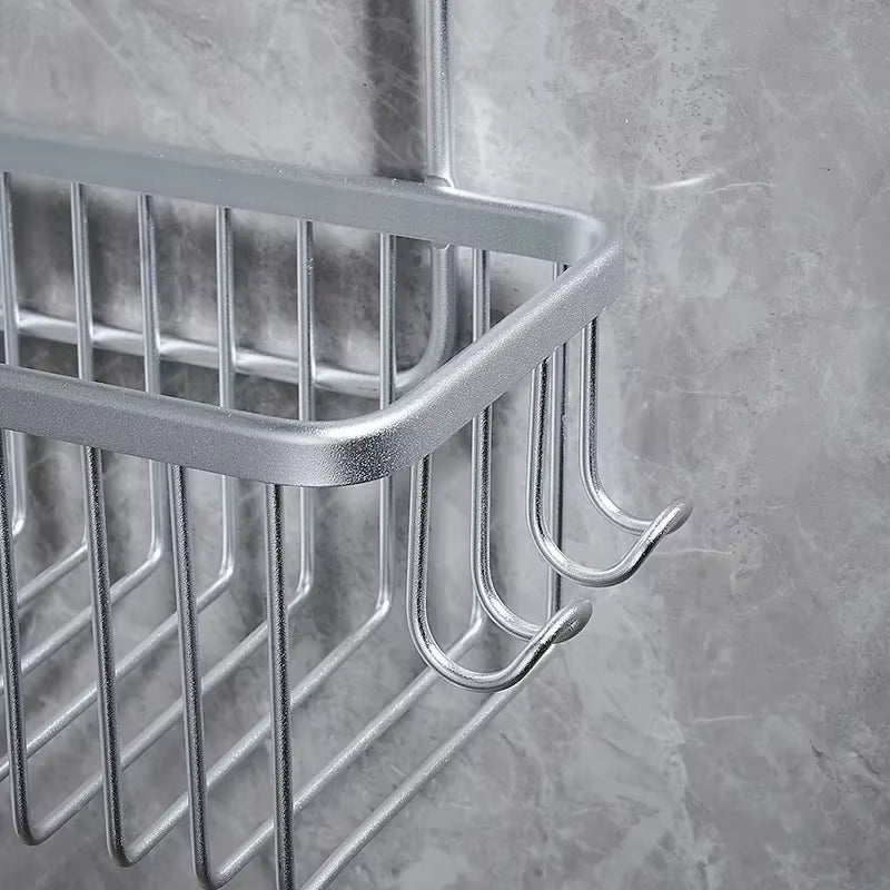 Aluminium Bathroom Shelf without Drilling, Shower Shelf Shelves Shampoo Holder, Basket Storage Organizer Bathroom Accessories
