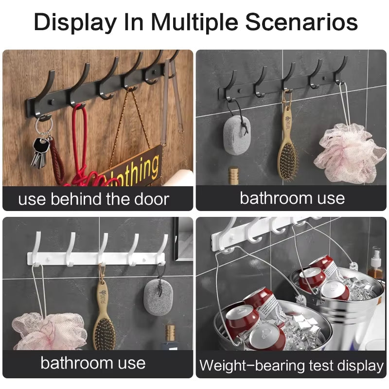 Black White Folding Robe Hooks Towel Hanger Nail Wall Rack Hooks Coat Clothes Holder for Bathroom Kitchen Accessories